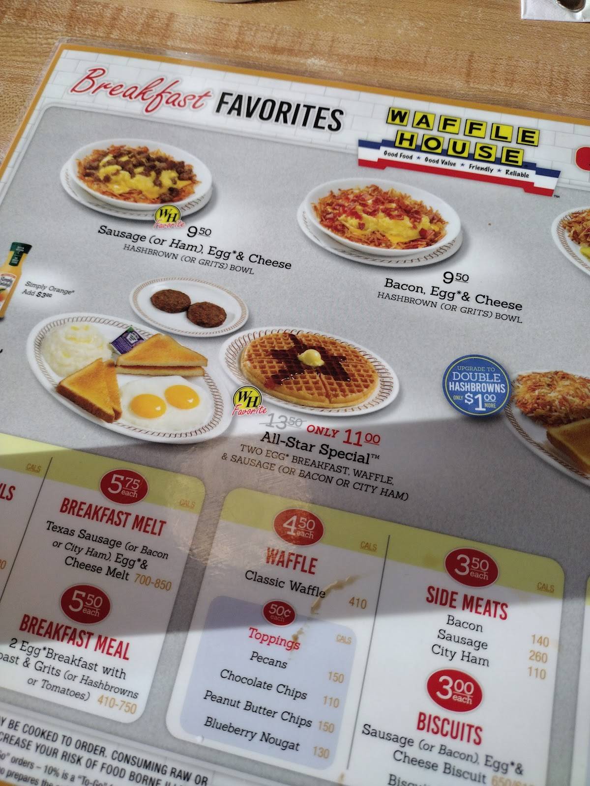 Waffle House меню