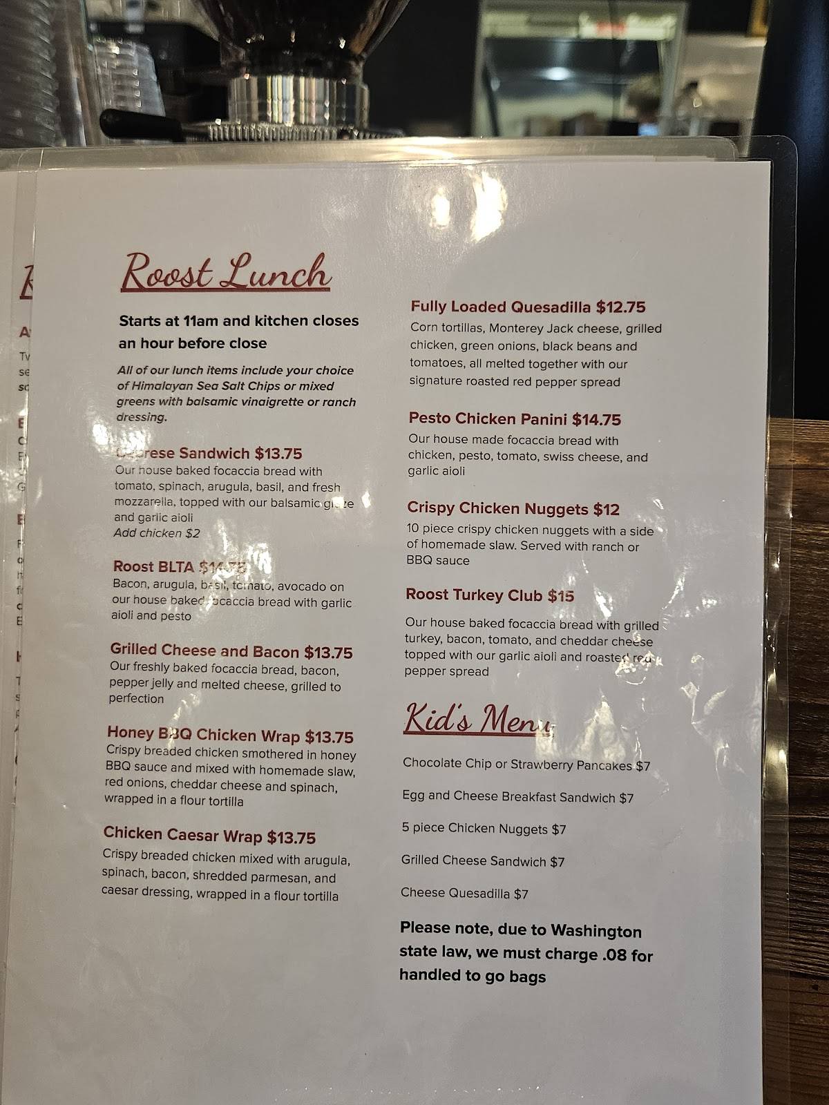 Roost Coffee & Market меню