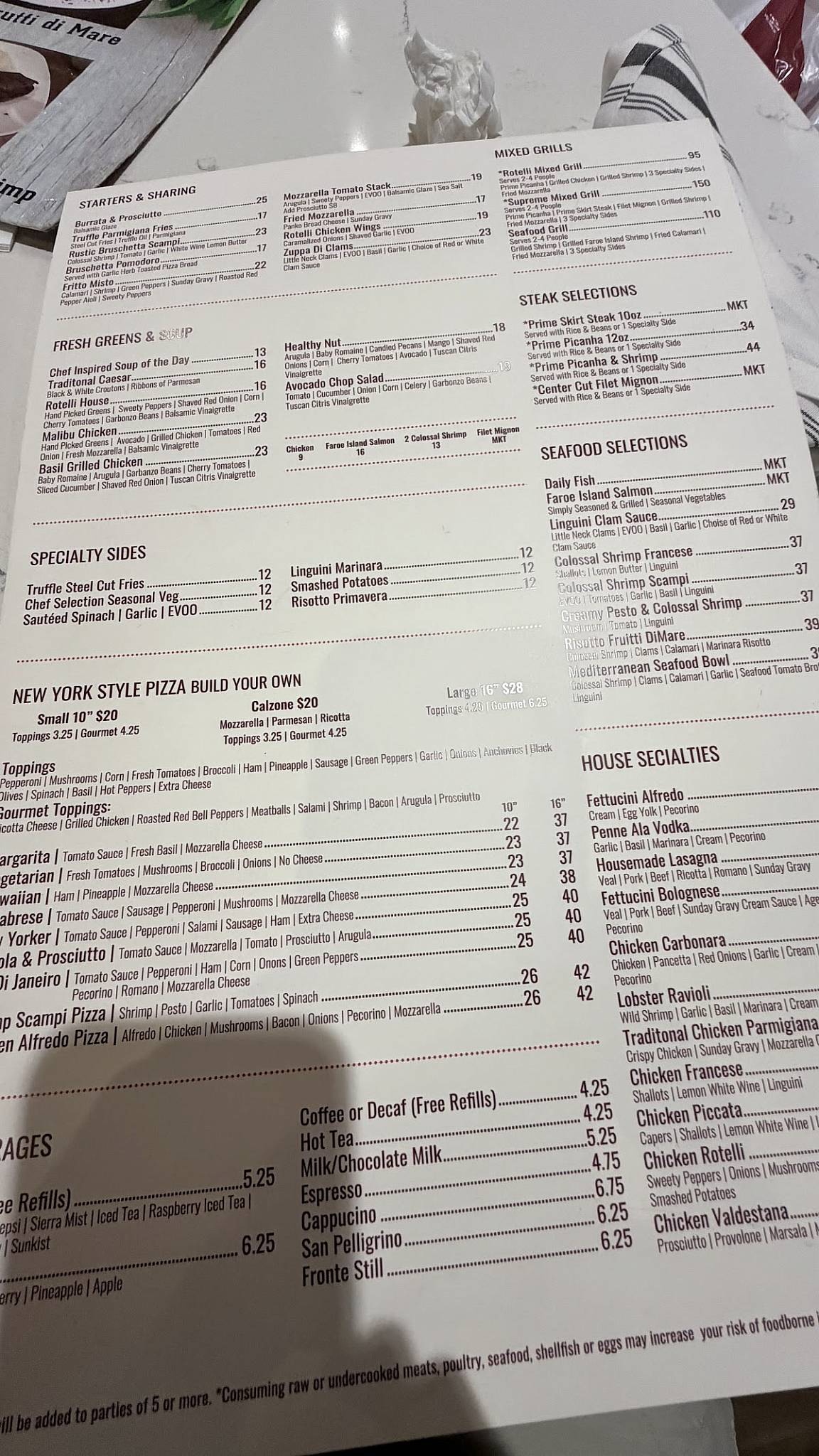 Rotelli Pizza & Pasta меню
