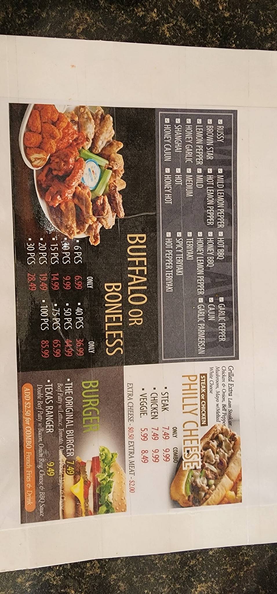 RuChDa Wings - меню