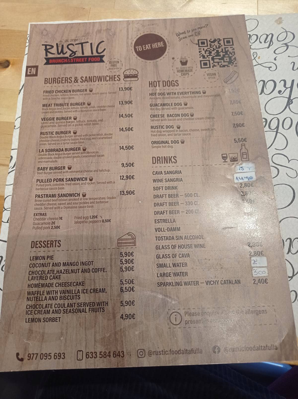 Rustic Food Altafulla меню