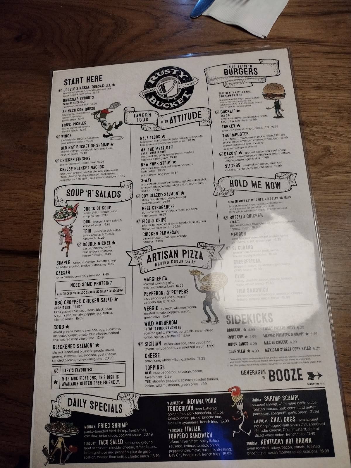 Rusty Bucket Restaurant and Tavern меню