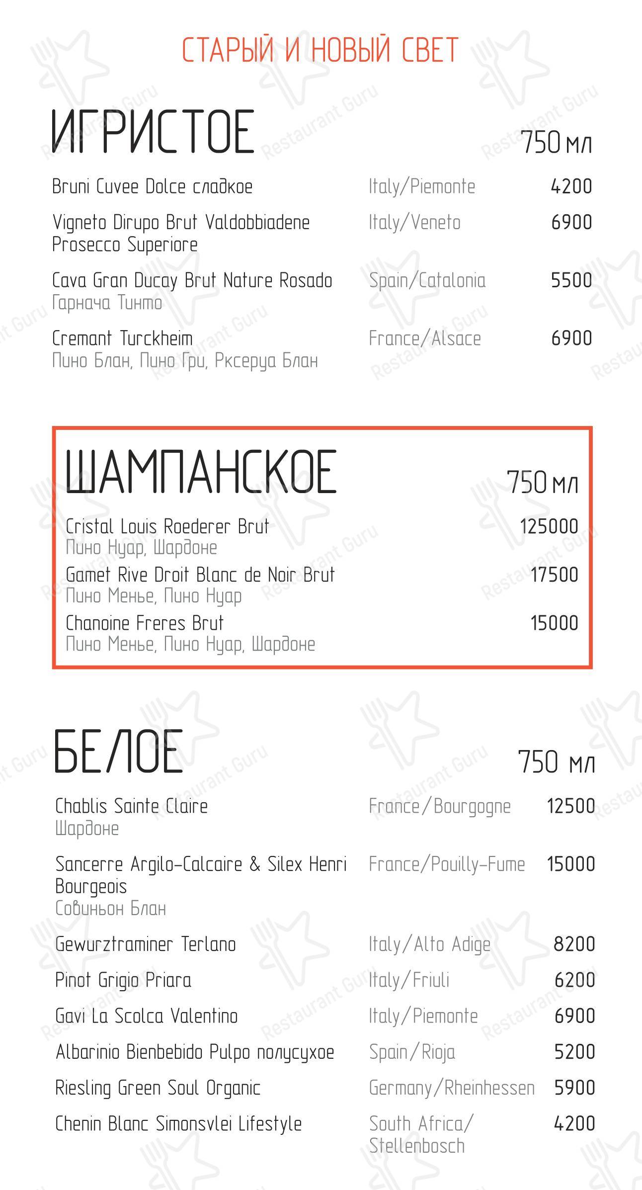 Меню ресторана Рыбинск - Основное меню