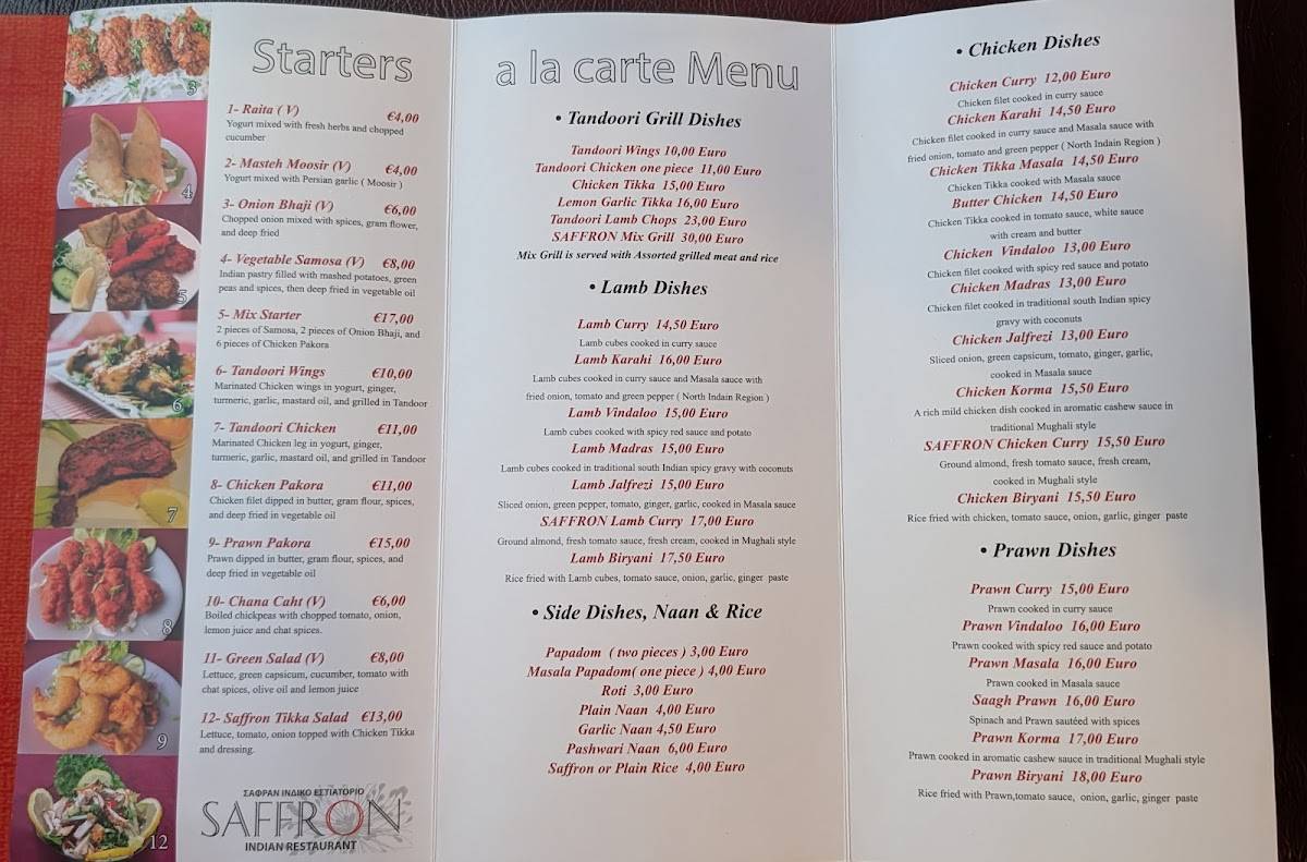 SAFFRON Indian Restaurant меню