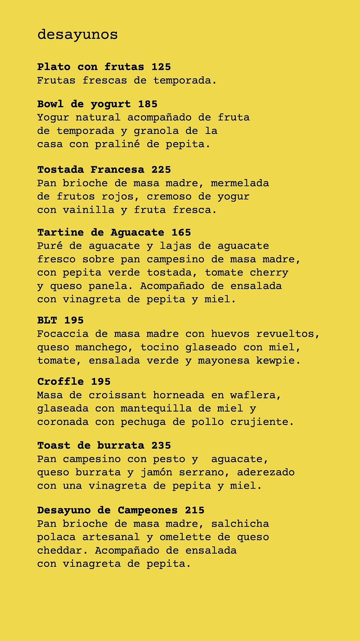 SOCO Mérida меню