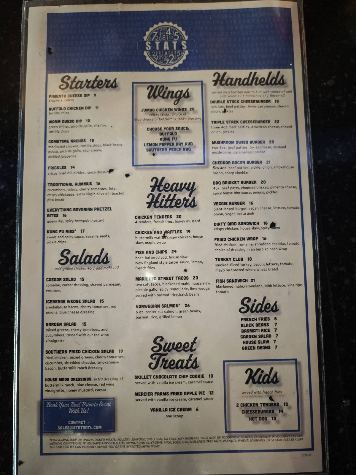 STATS Brewpub меню