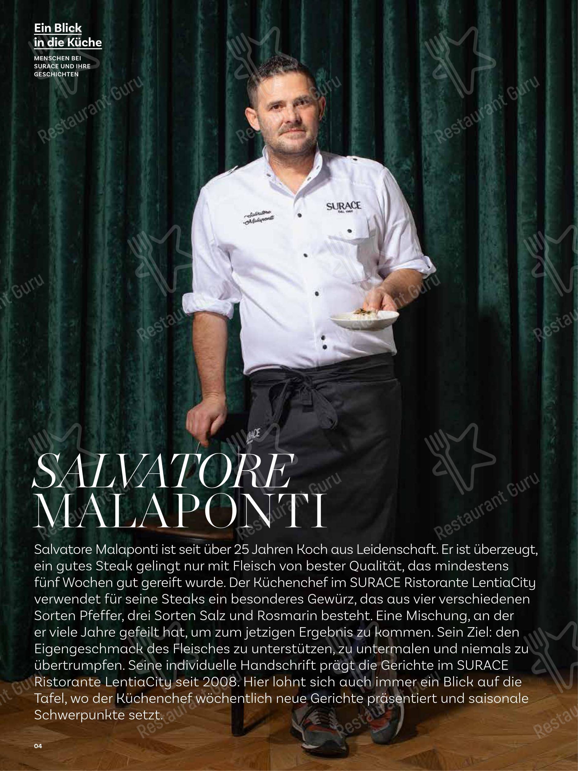 Основное меню десерта SURACE Ristorante LentiaCity в Линце