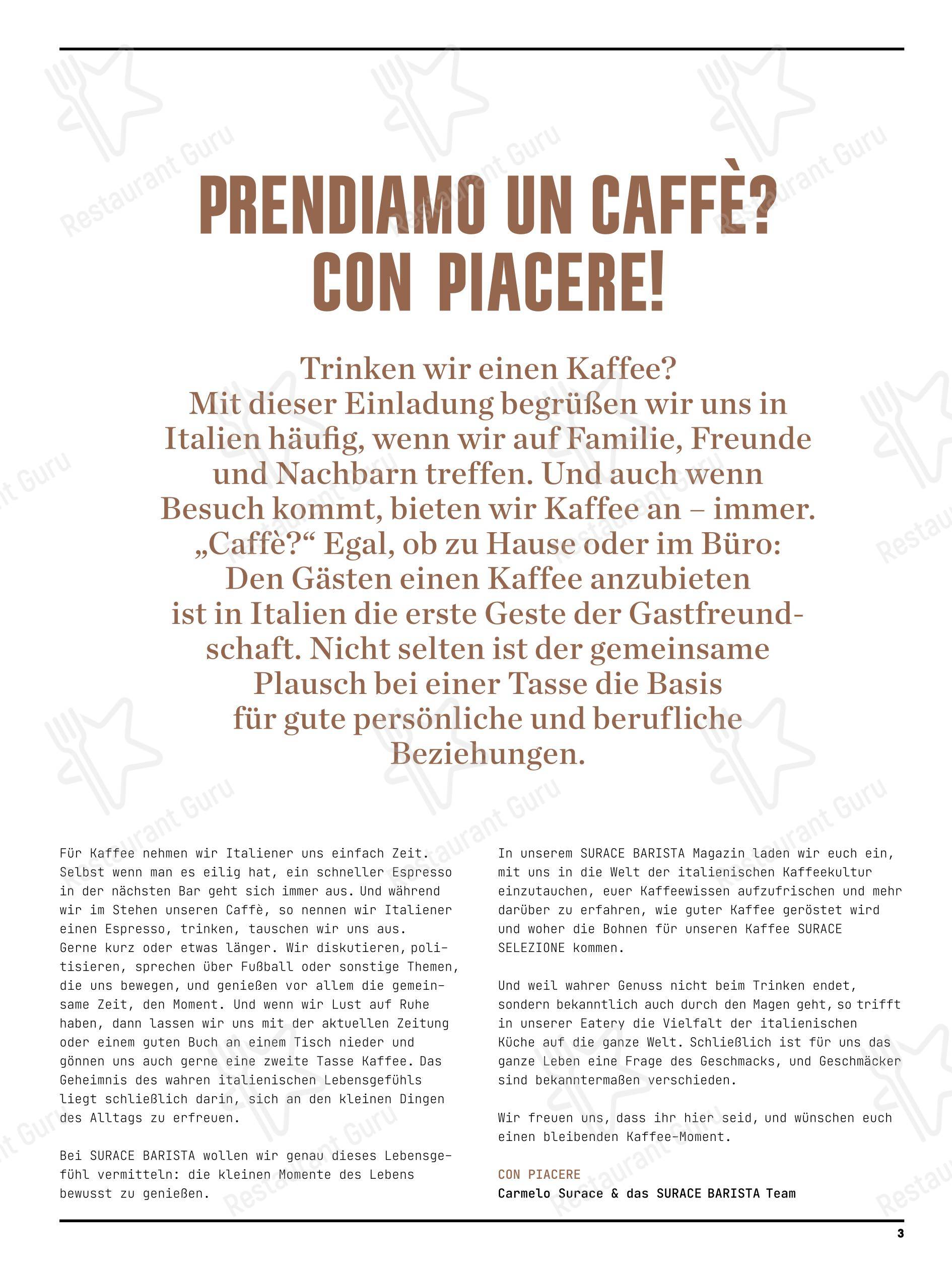 SURACE Ristorante LentiaCity в Линце - 菜单