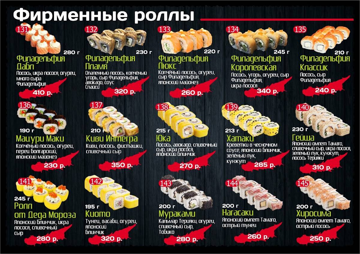 Сакура меню
