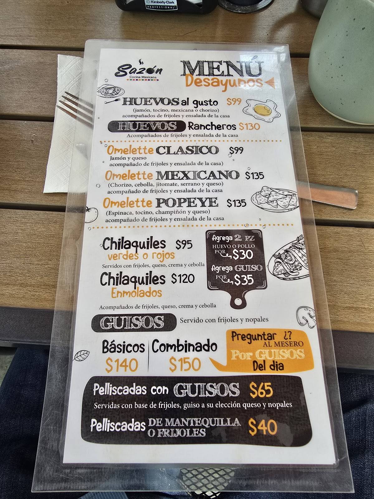 Sazón меню