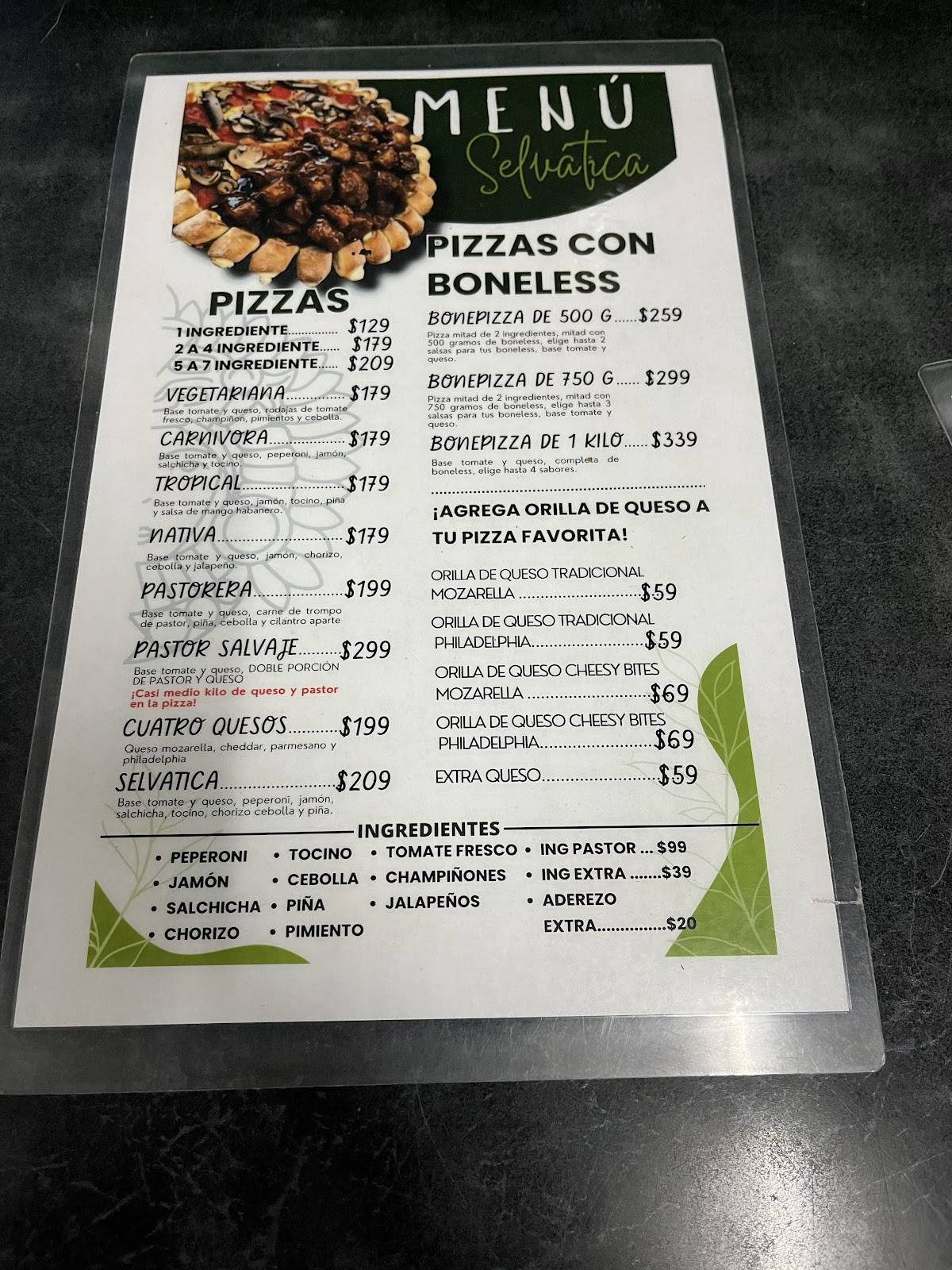 Selvatica Mid Pizzería меню