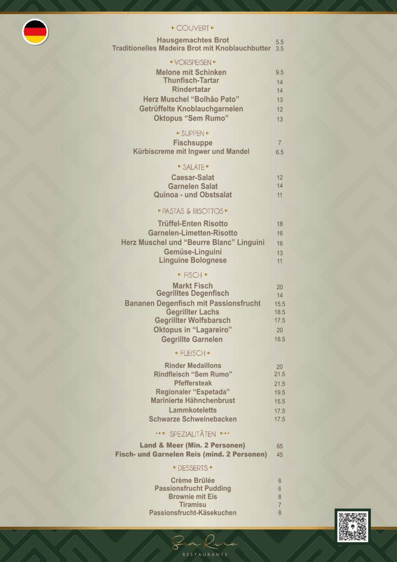 Sem Rumo Restaurant меню