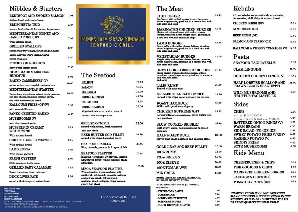 Mediterranean Sharrow Vale меню
