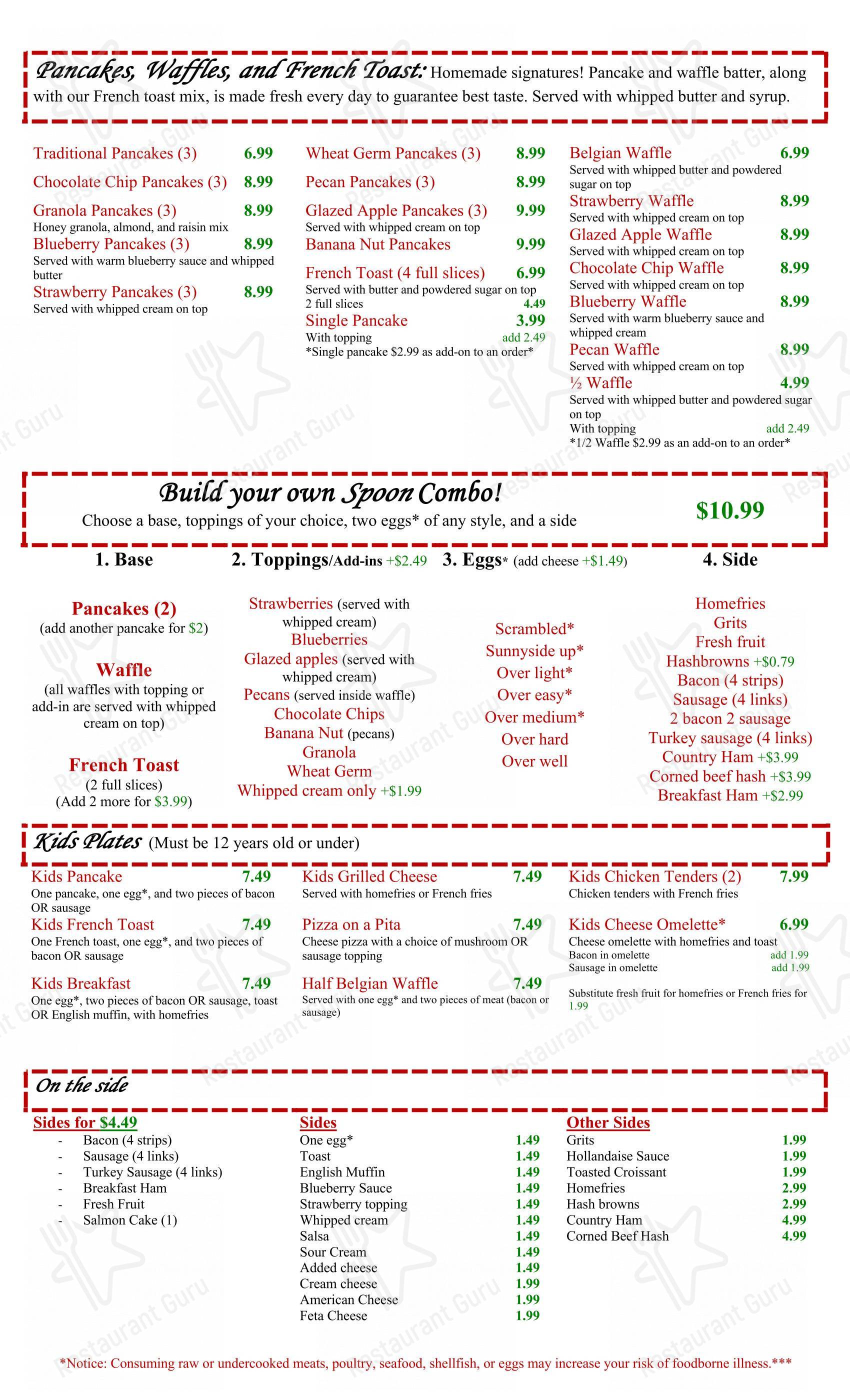 菜单 ресторана Silver Spoon Restaurant в Дареме