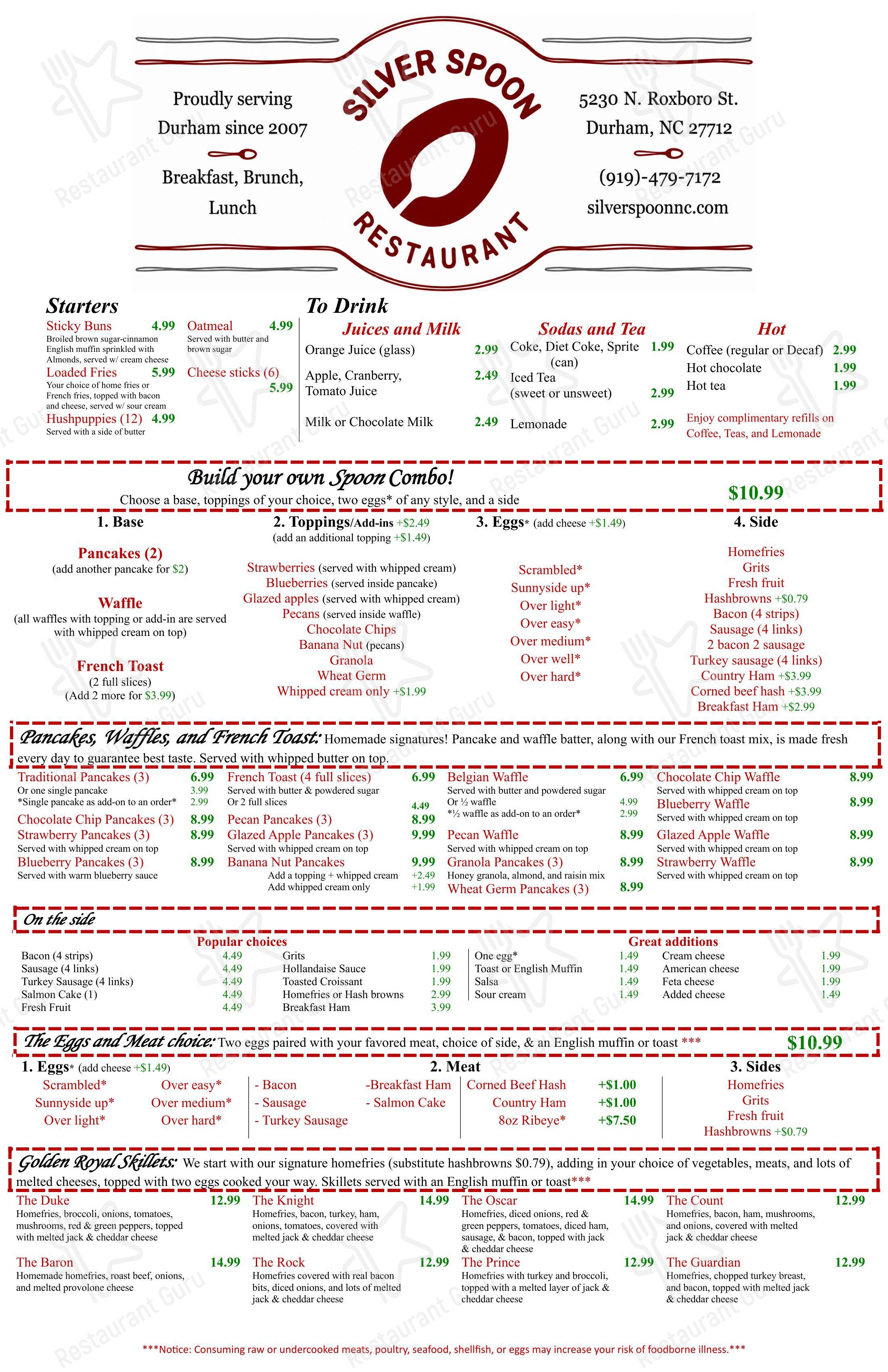 Silver Spoon Restaurant в Дареме - Меню напитков