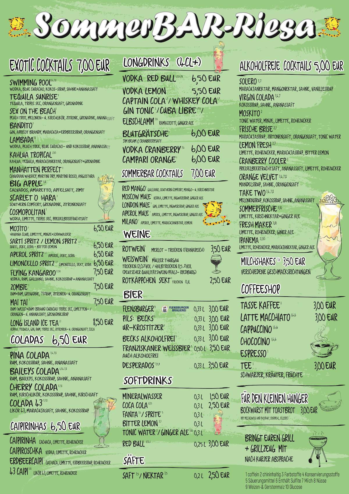 Sommerbar Riesa меню