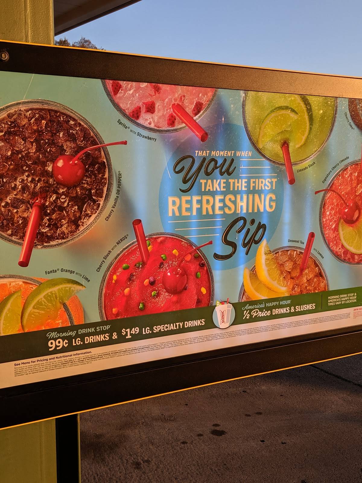 Sonic Drive-In меню