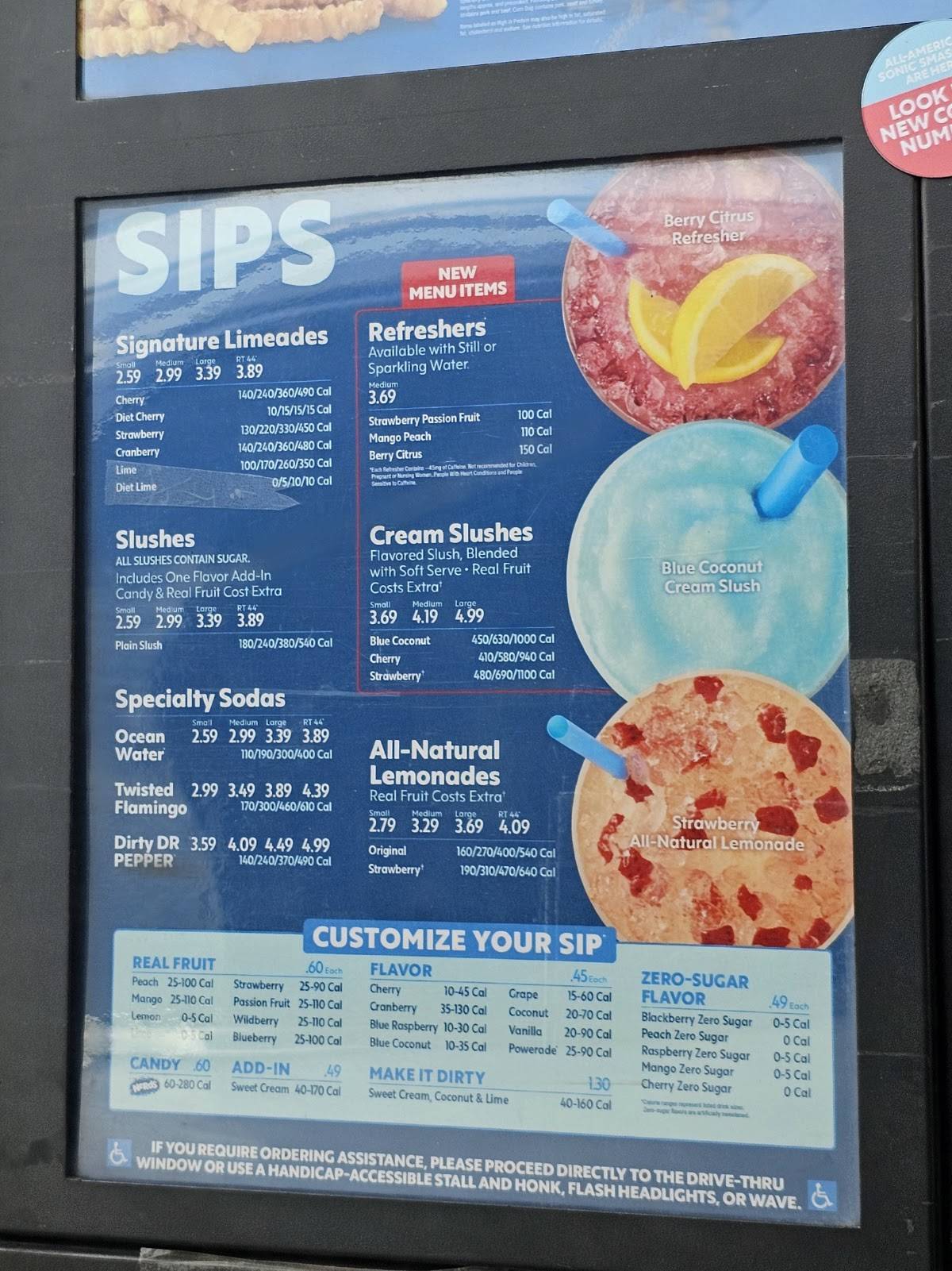 Sonic Drive-In меню