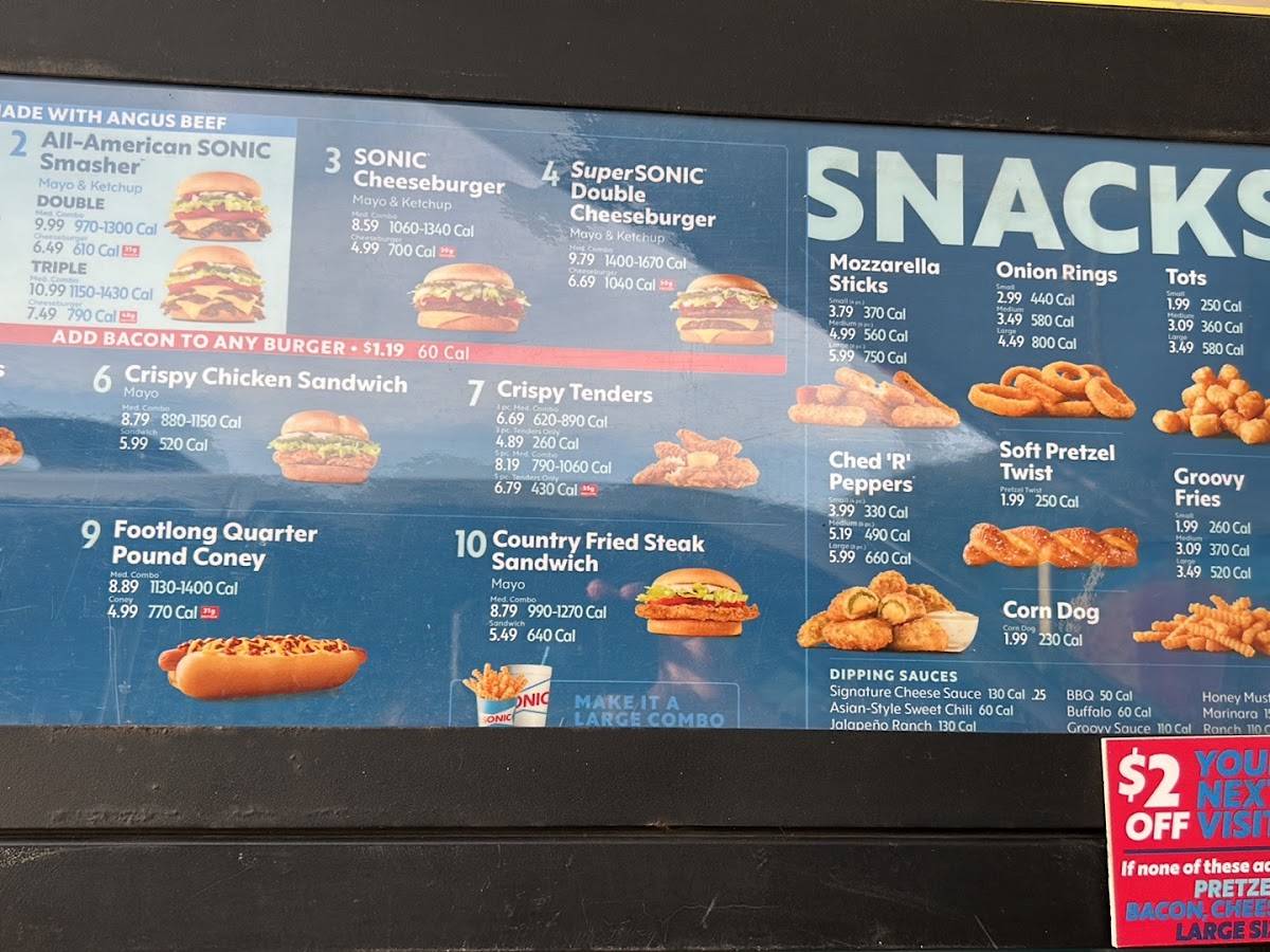 Sonic Drive-In меню