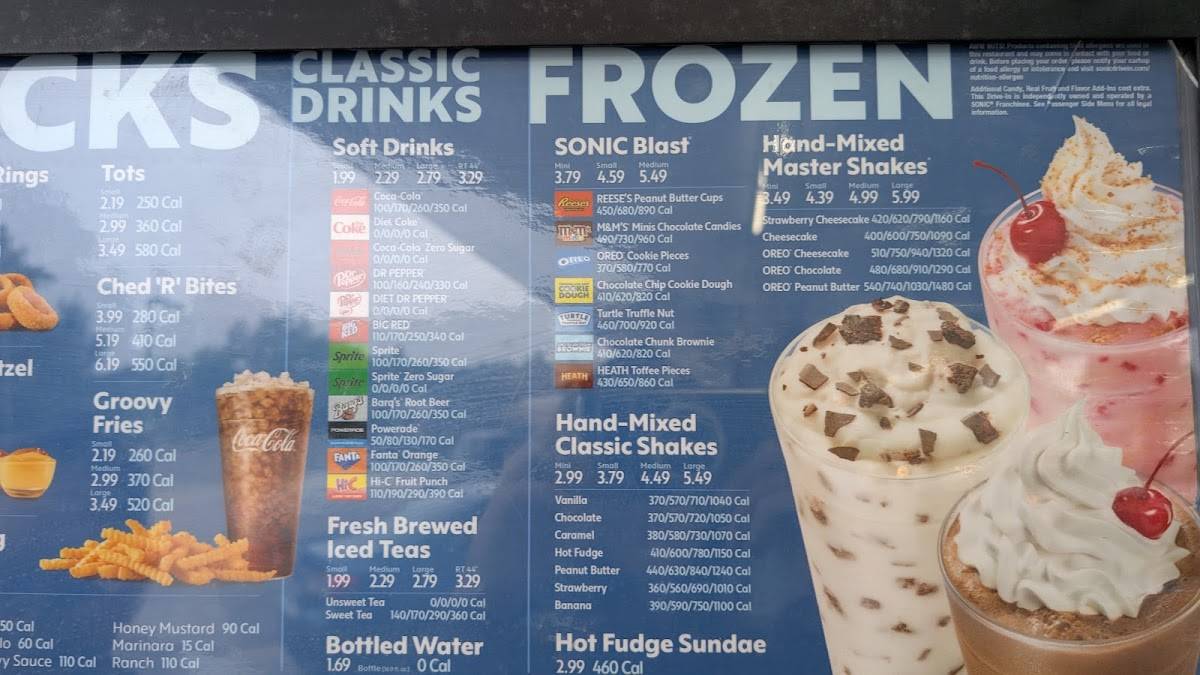 Sonic Drive-In меню