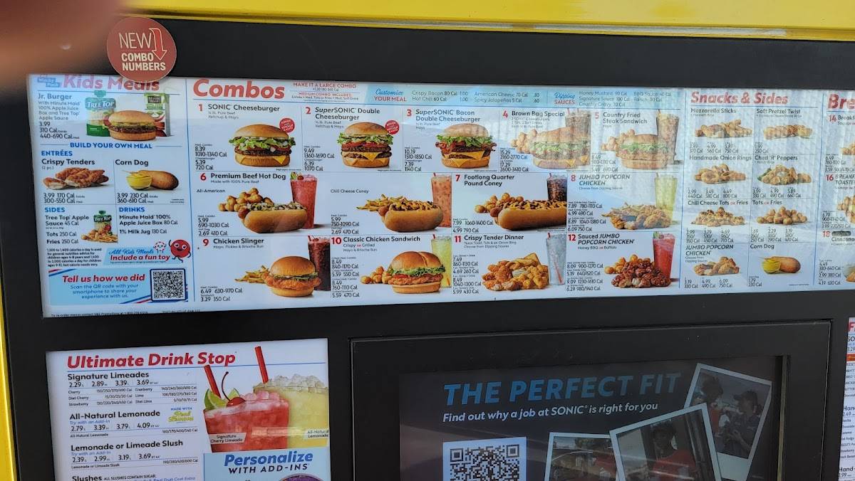 Sonic Drive-In меню