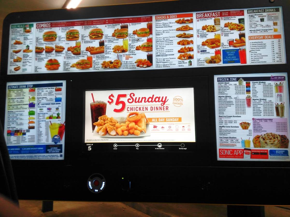 Sonic Drive-In меню
