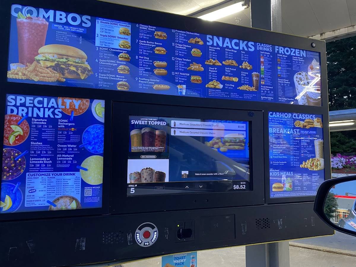 Sonic Drive-In меню