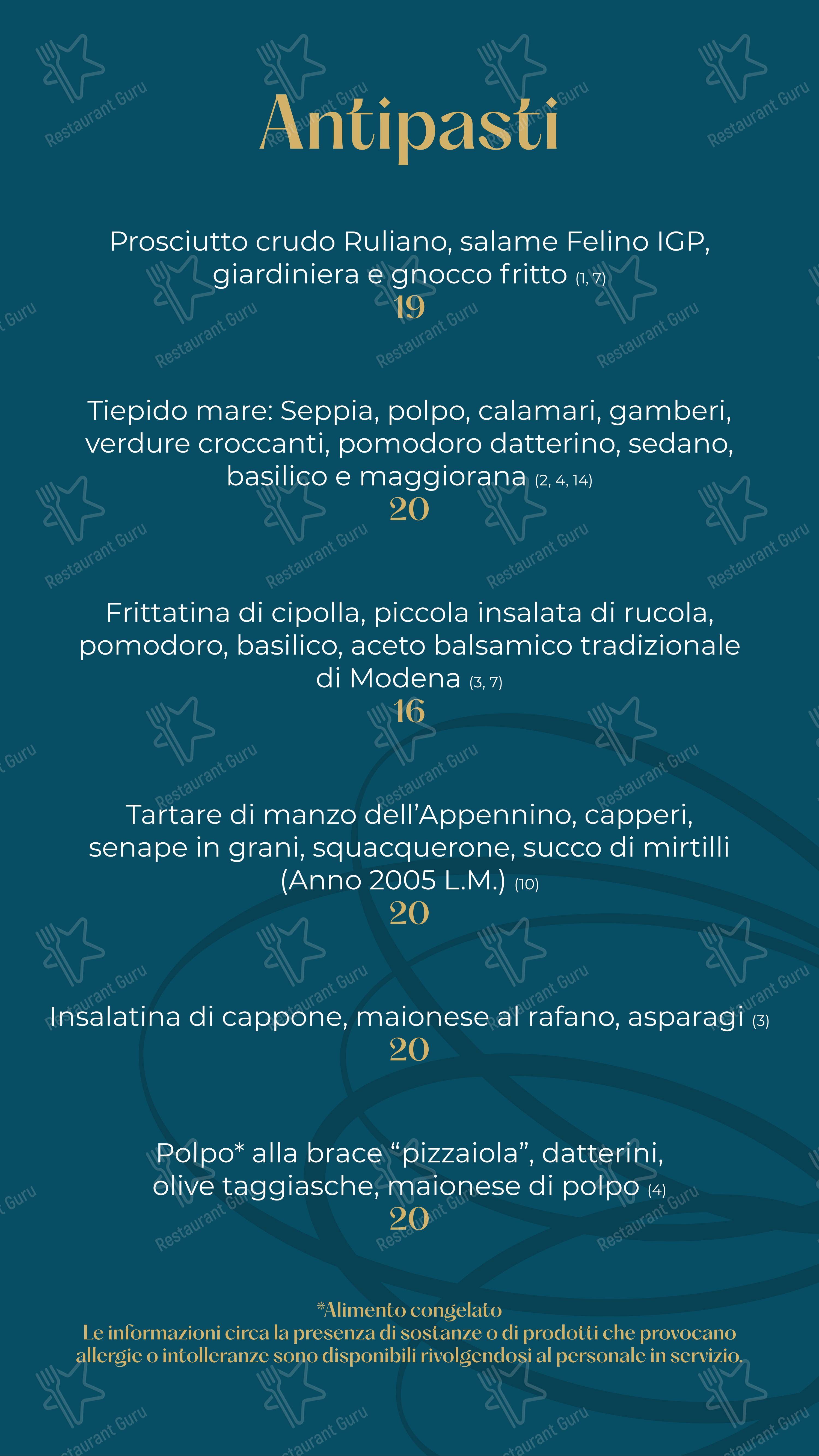 Меню ресторана SottoLuce - Ristorante - 菜单