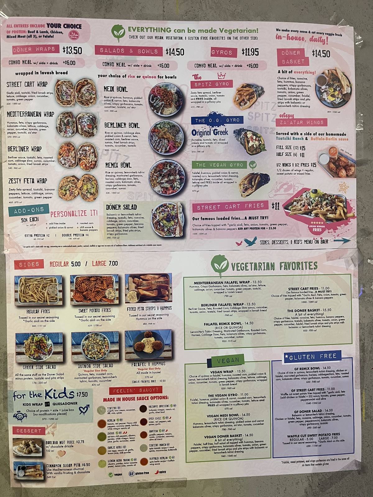 Spitz Mediterranean Street Food меню