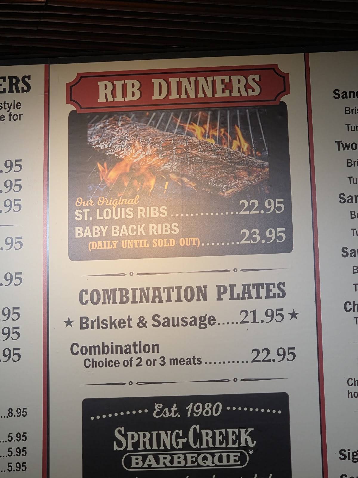 Spring Creek Barbeque меню