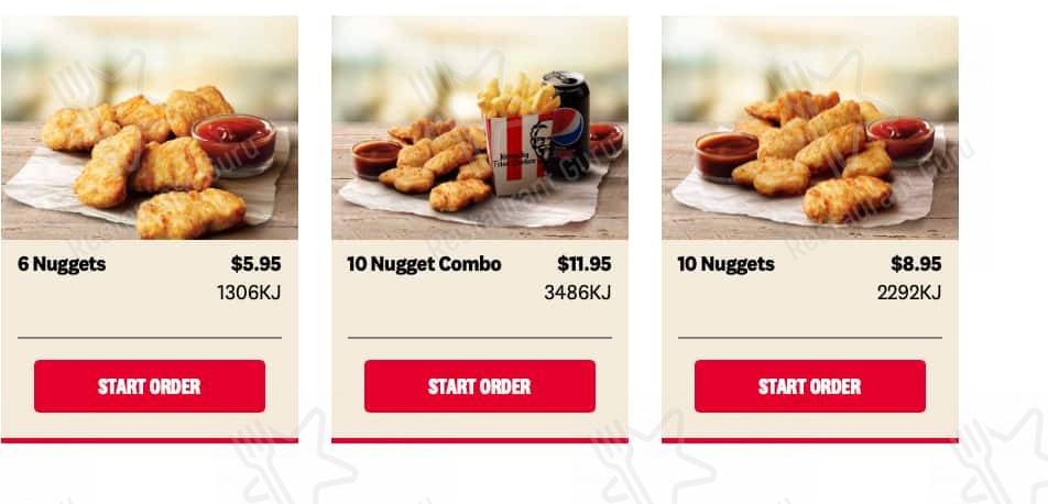 KFC меню