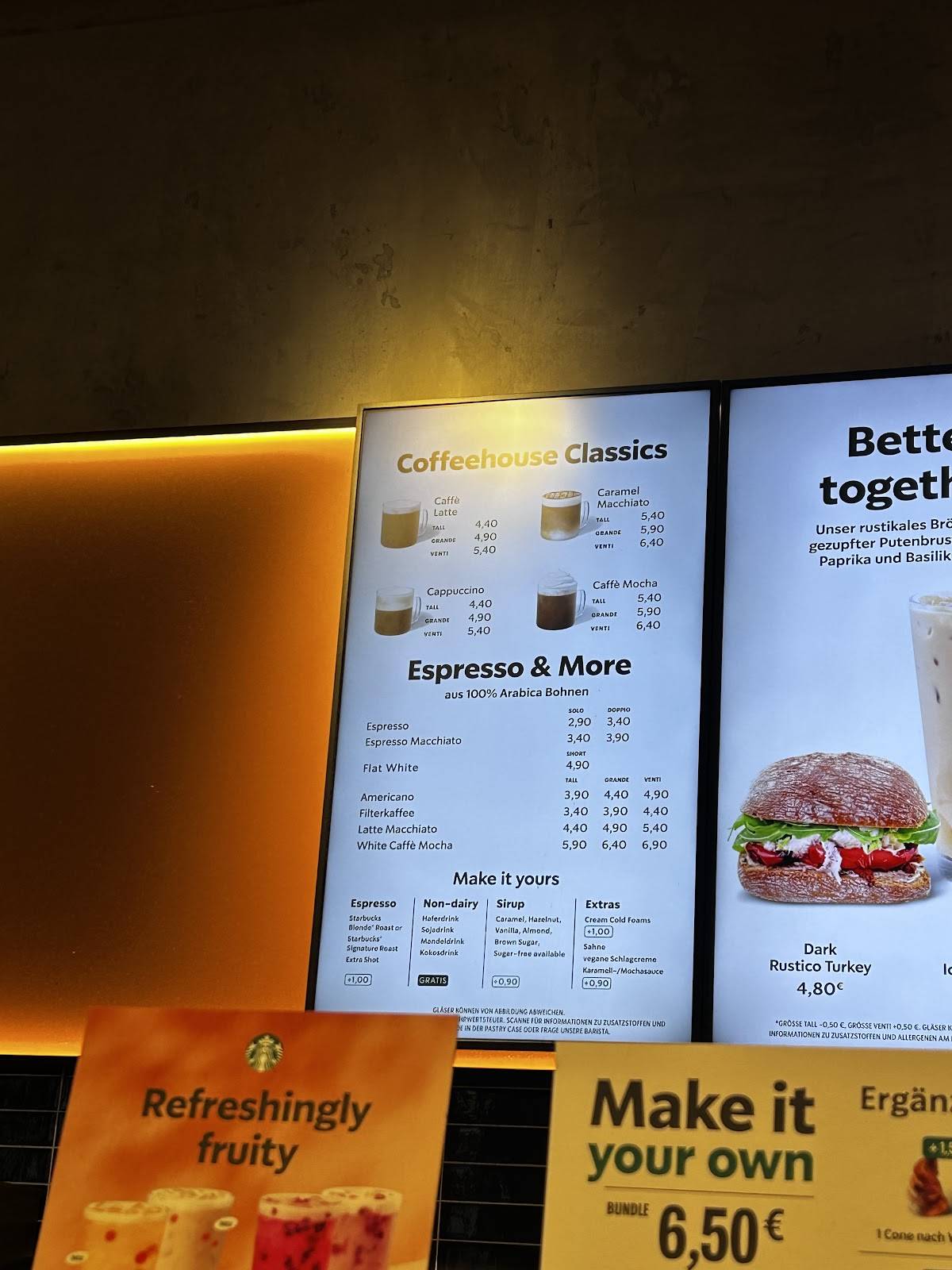 Starbucks меню