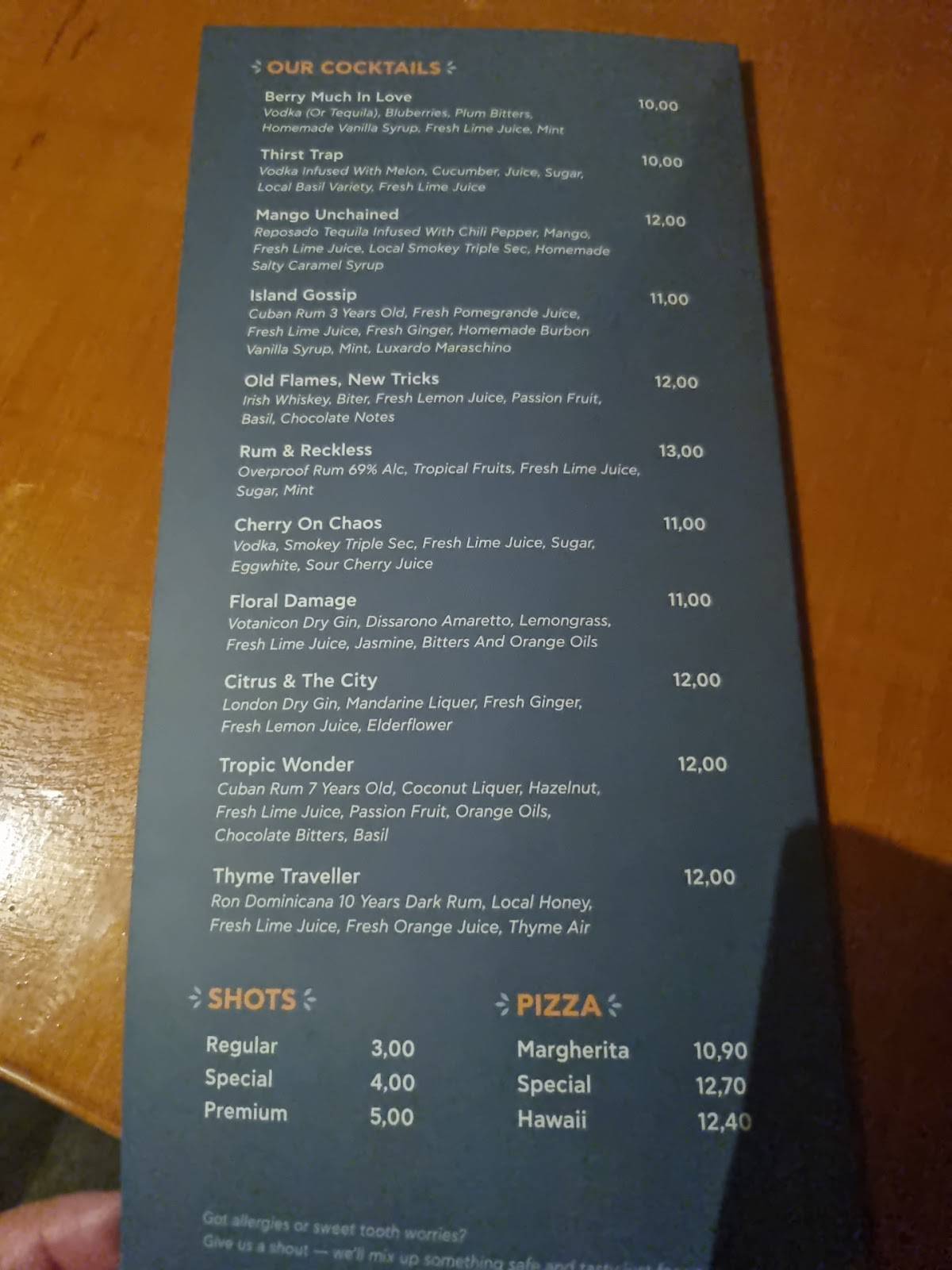 Stoa Garden Bar меню