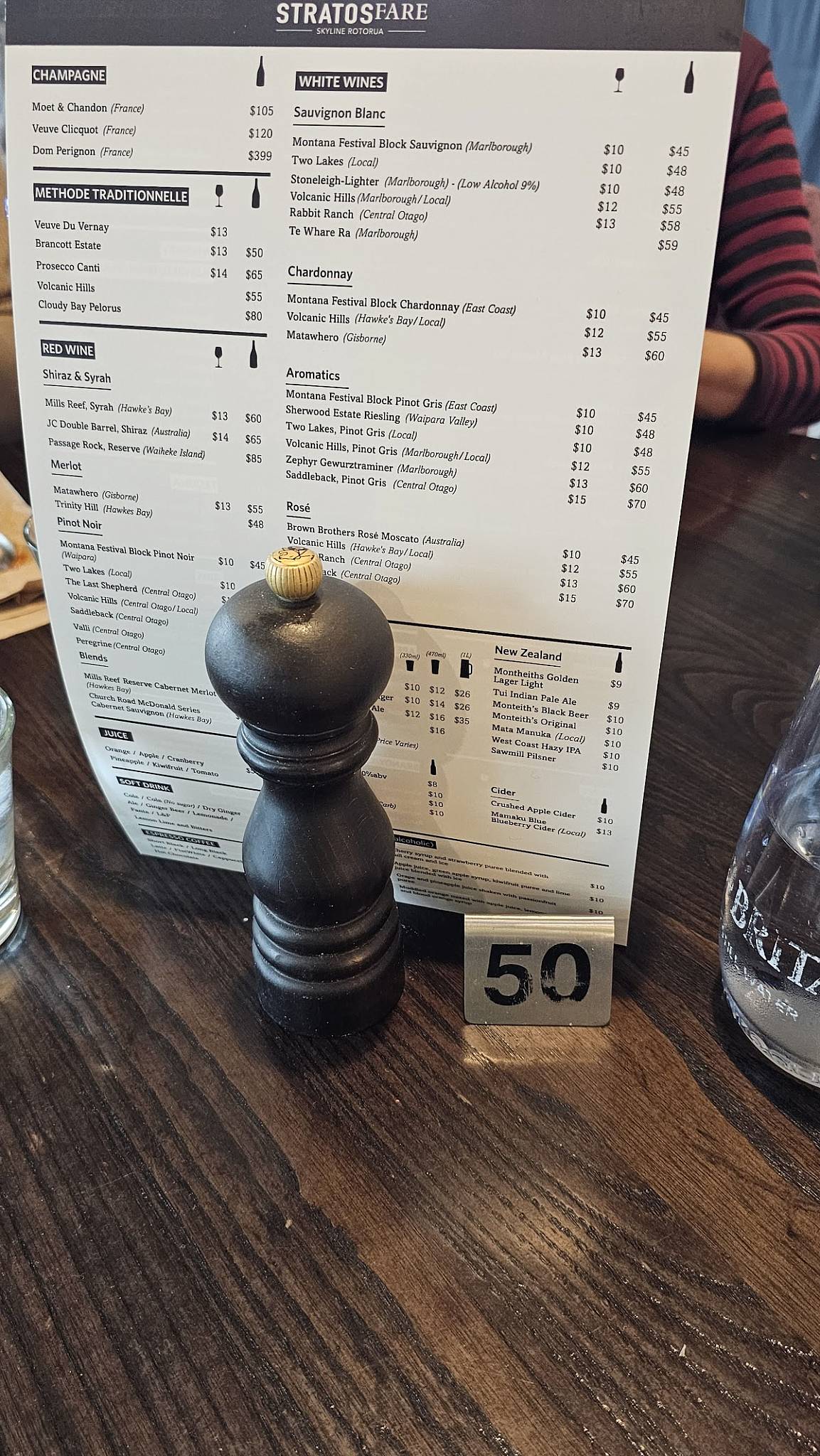 Stratosfare Restaurant & Bar меню