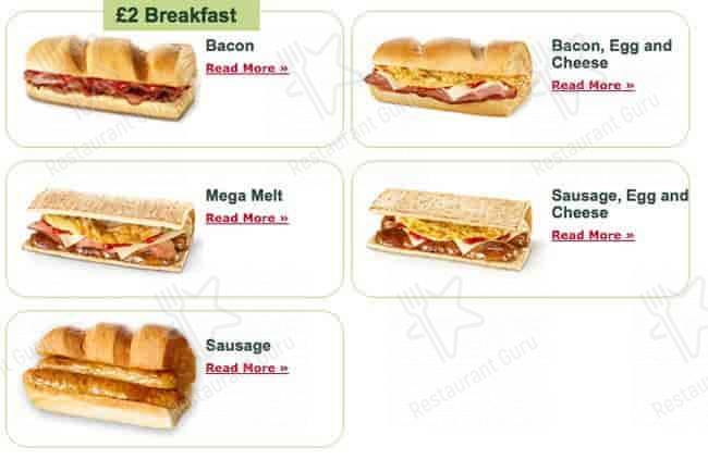 Subway меню