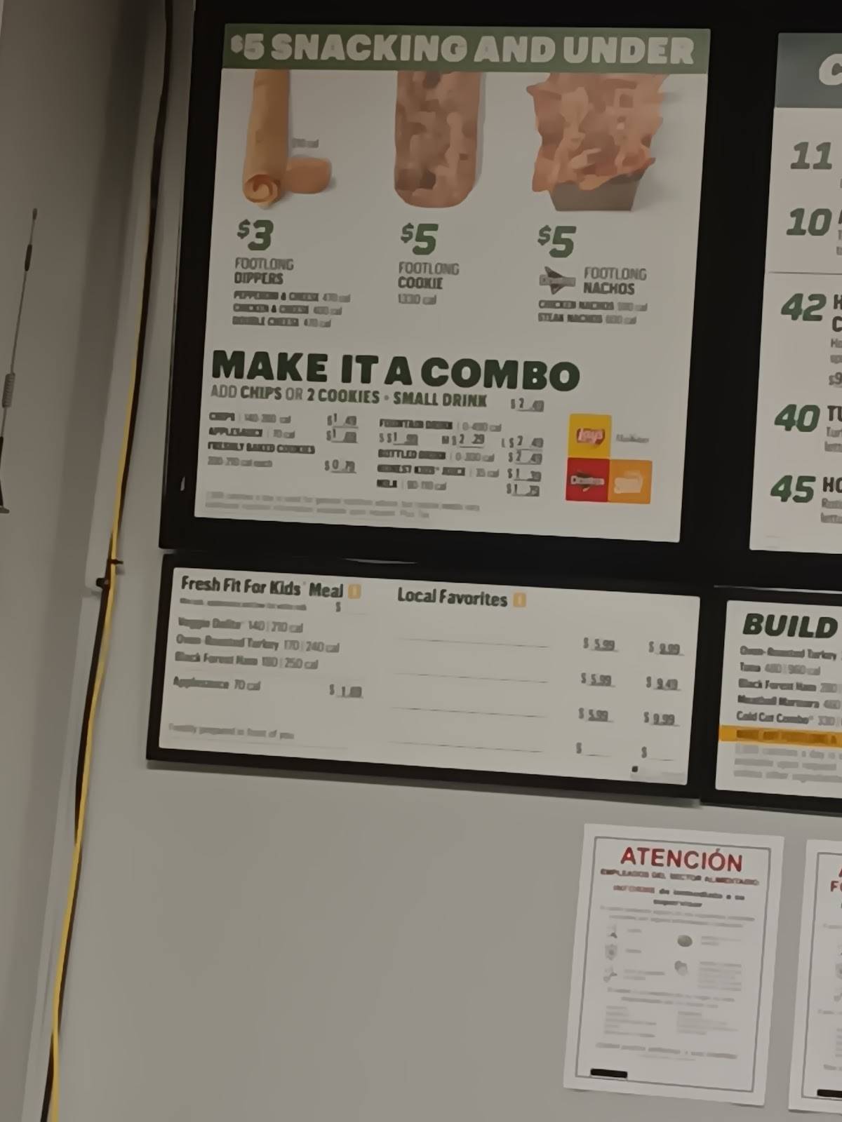 Subway меню