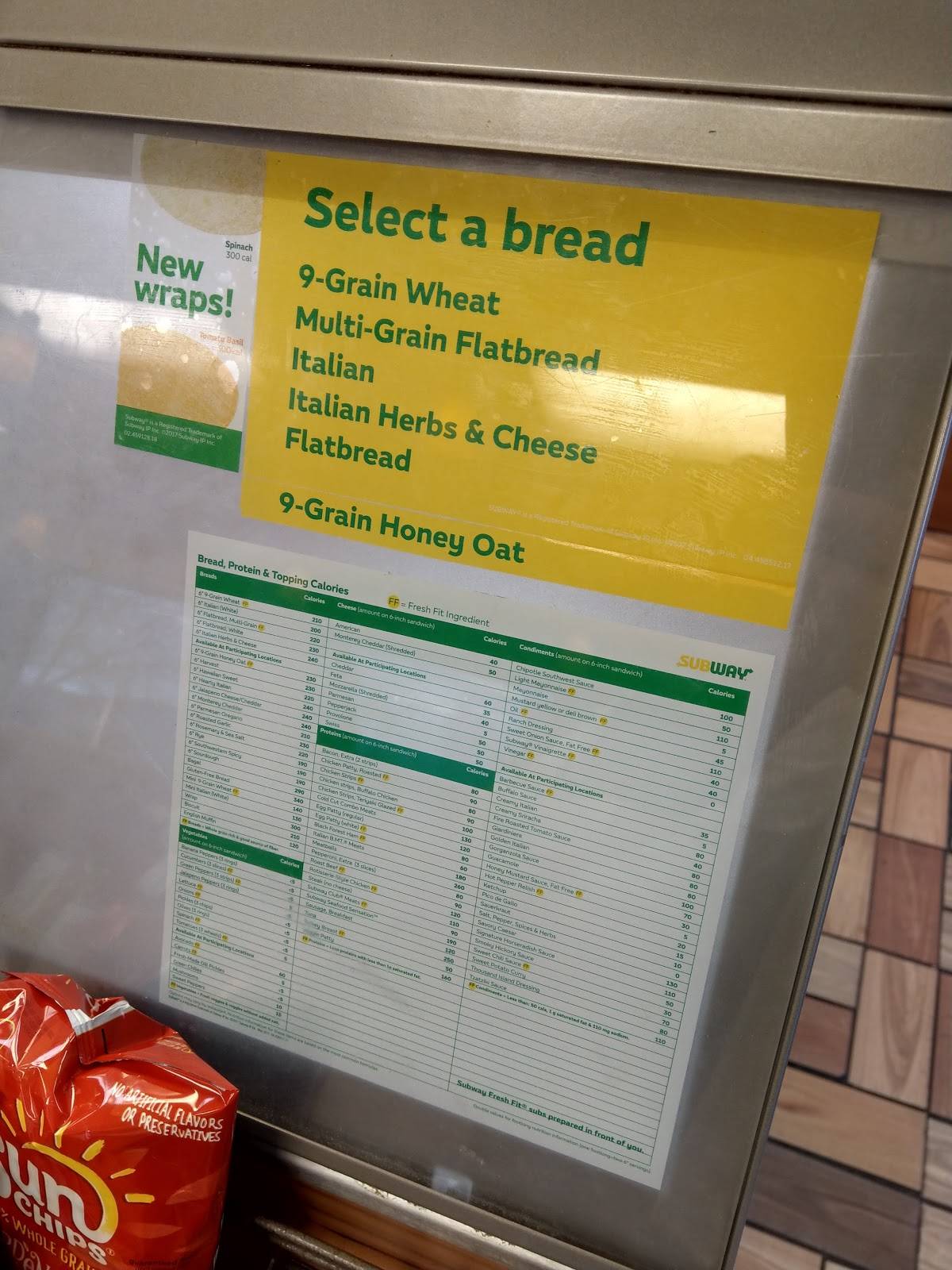 Subway меню