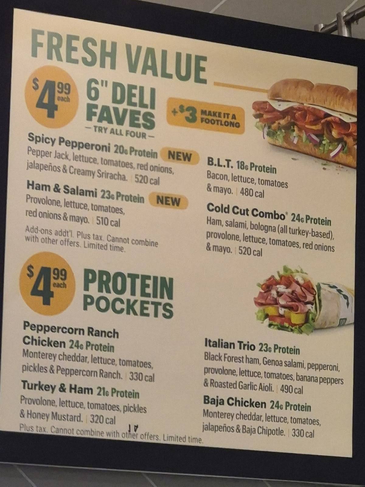 Subway меню
