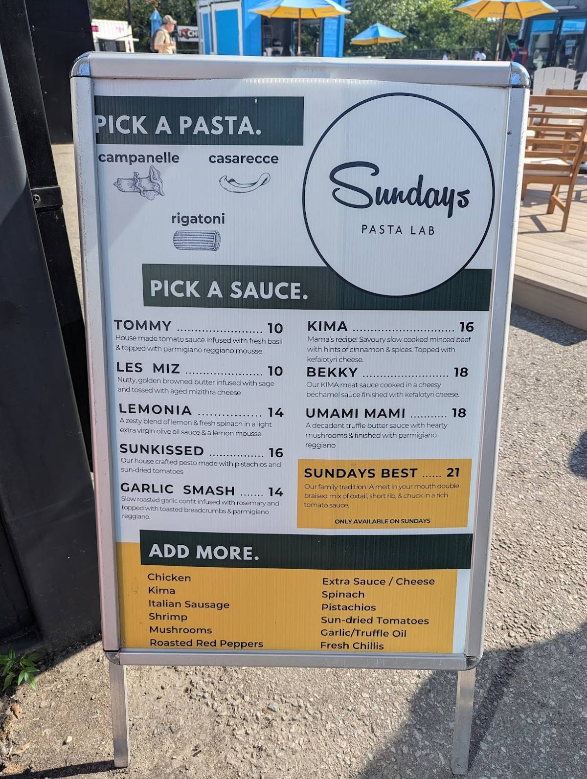 Sundays Pasta Lab меню