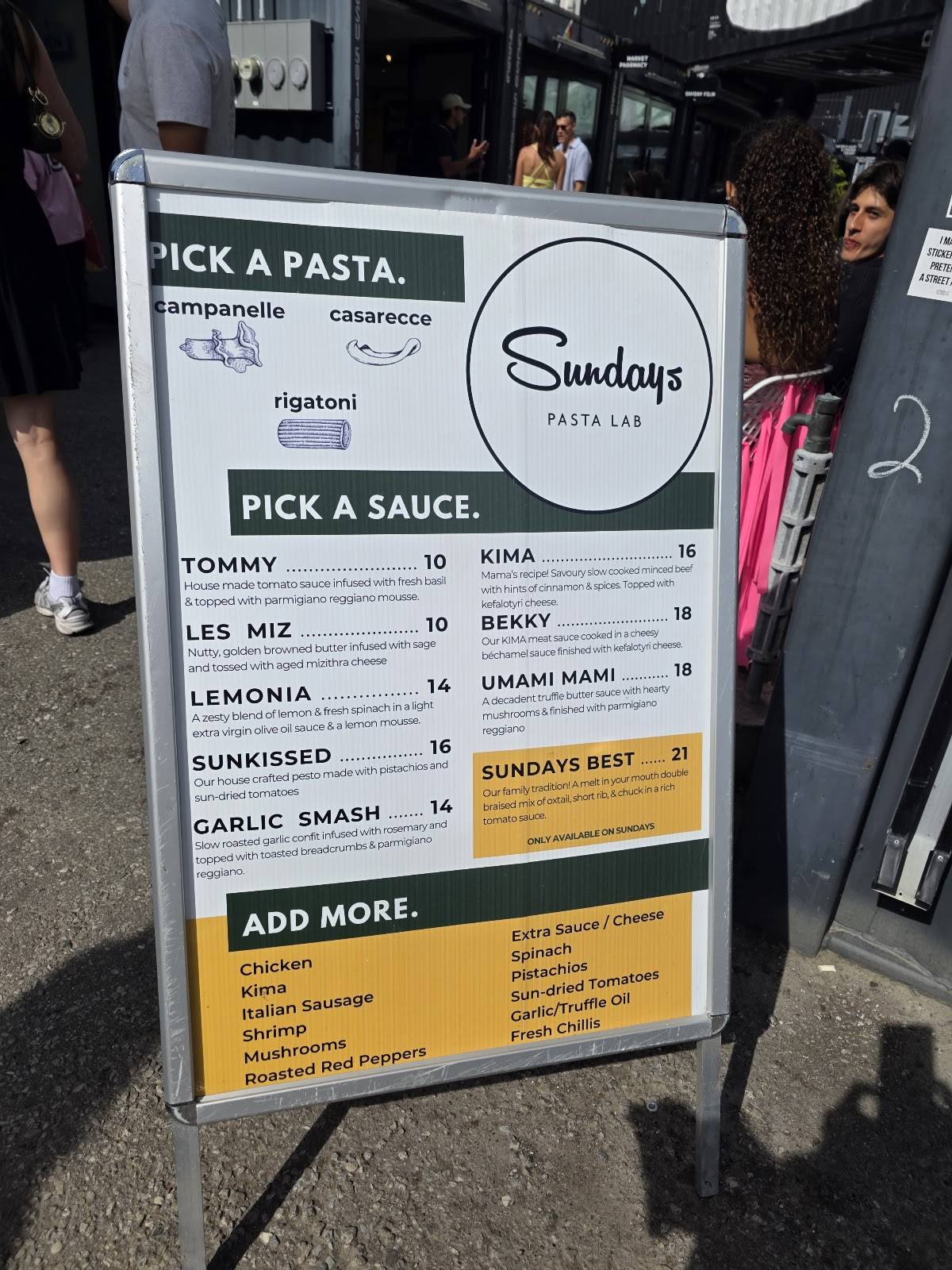 Sundays Pasta Lab меню