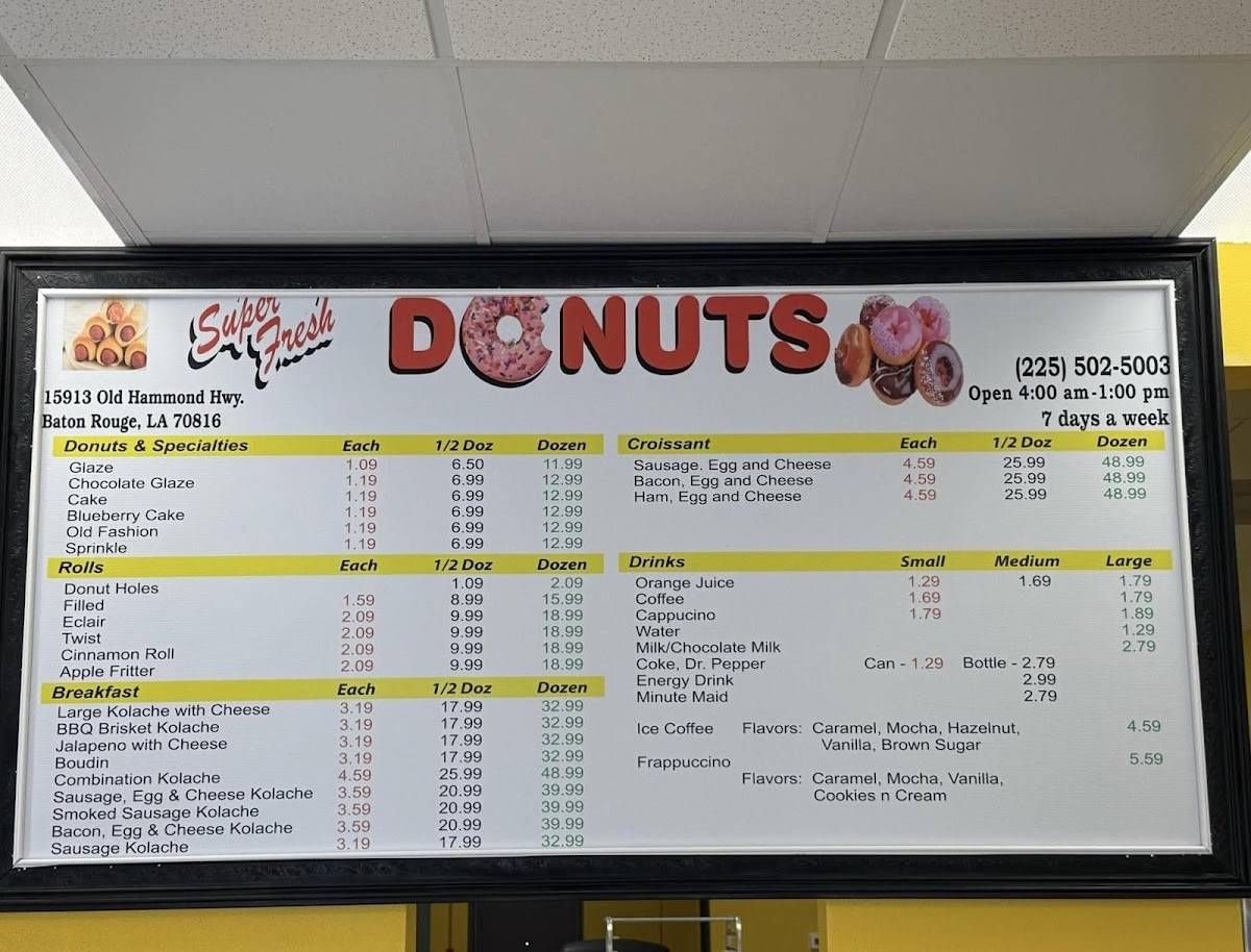 SuperFresh Donuts меню