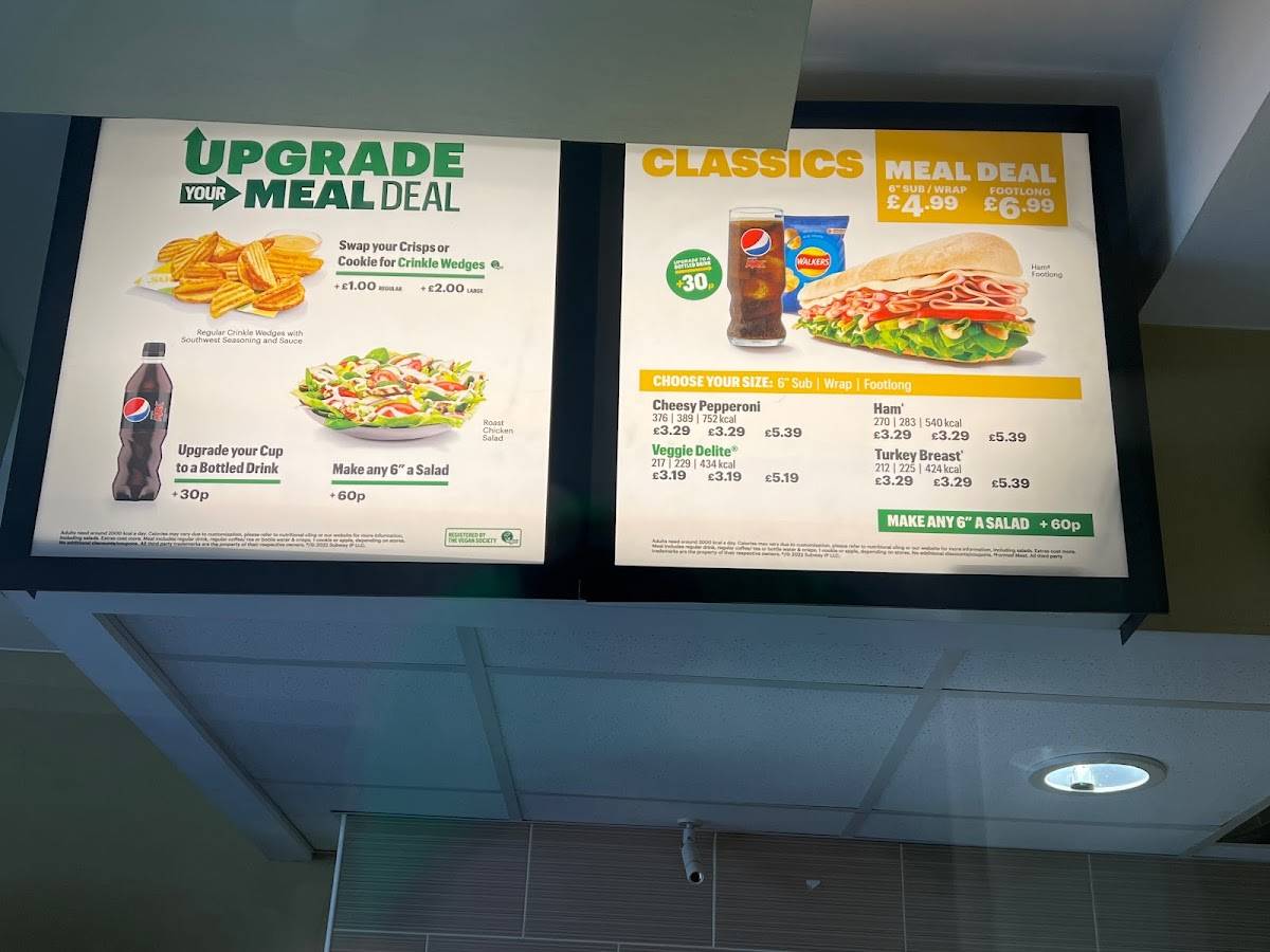 Subway меню