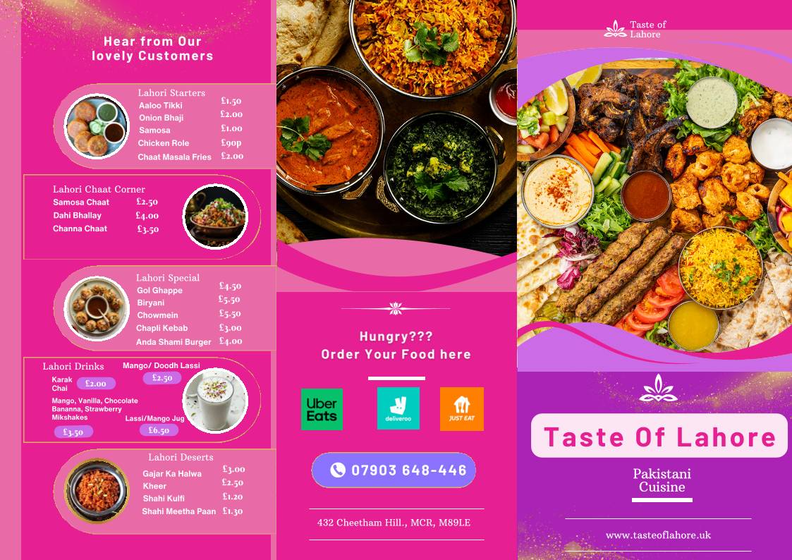 TASTE OF LAHORE меню