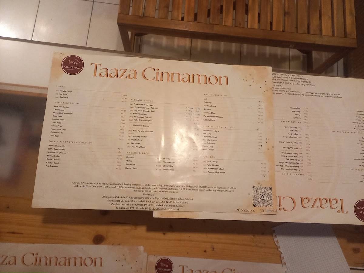 Taaza Cinnamon меню