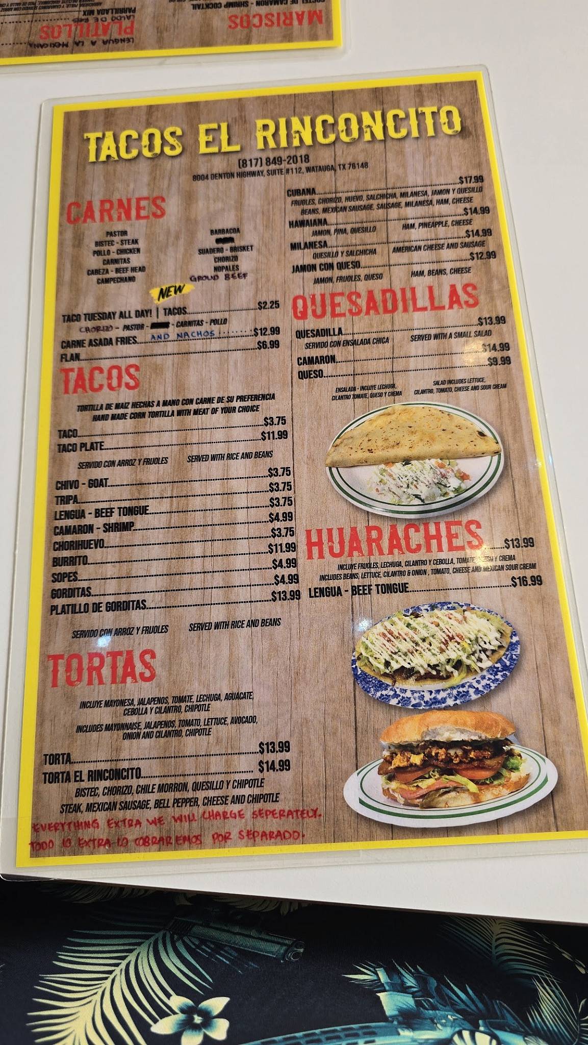Tacos El Rinconcito меню