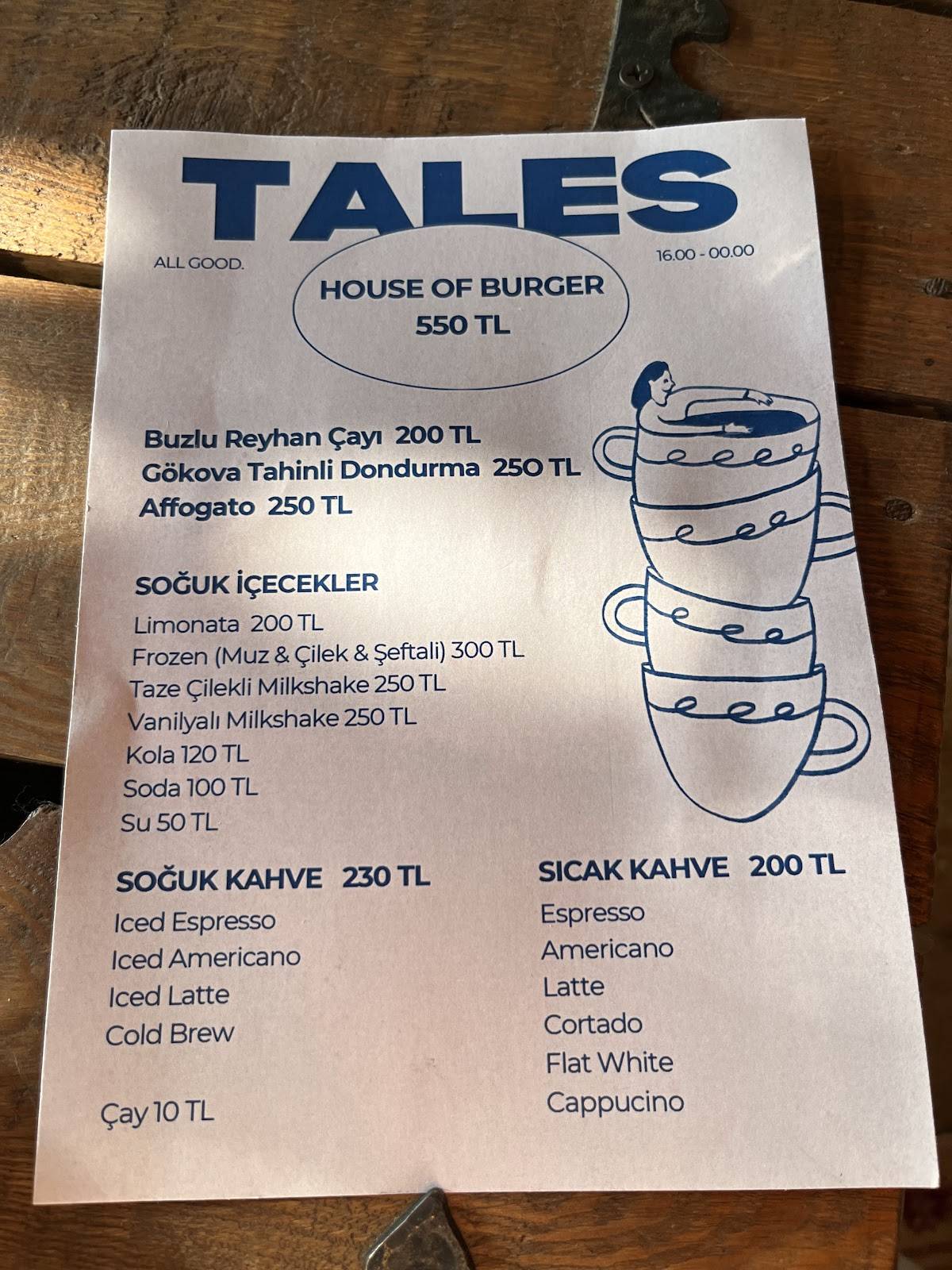 Tales Datça меню