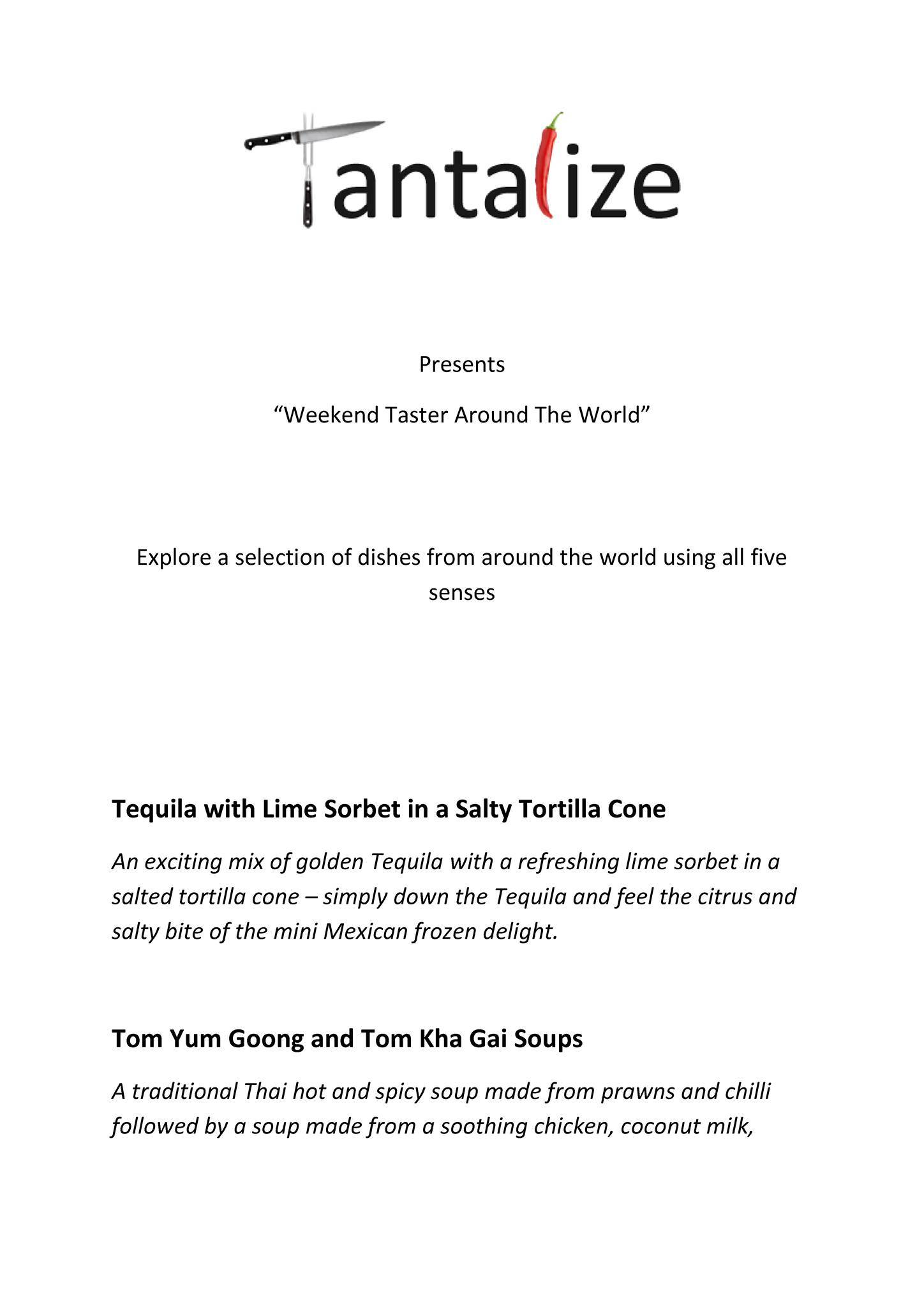 Tantalize меню