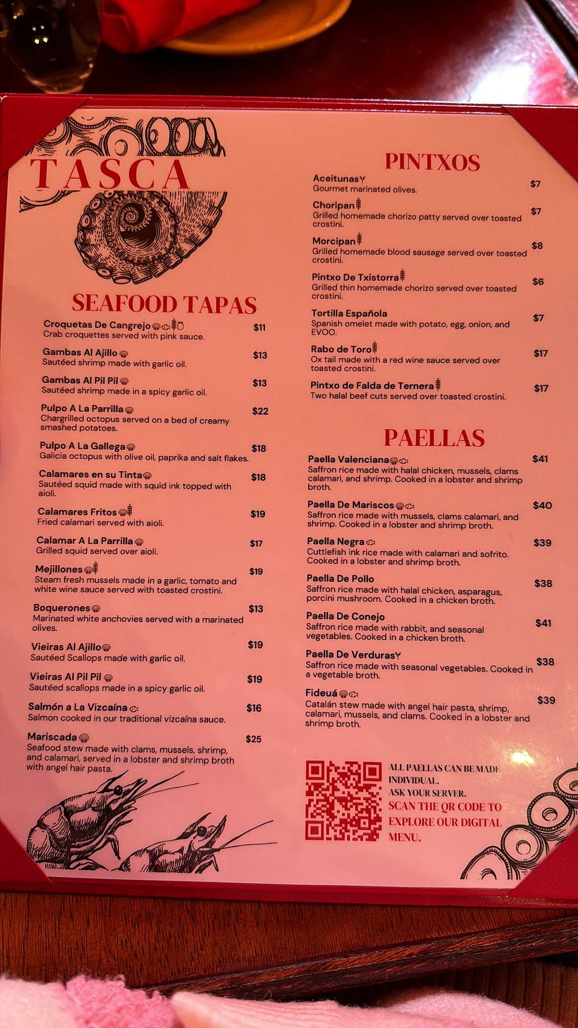 Tasca Restaurant меню