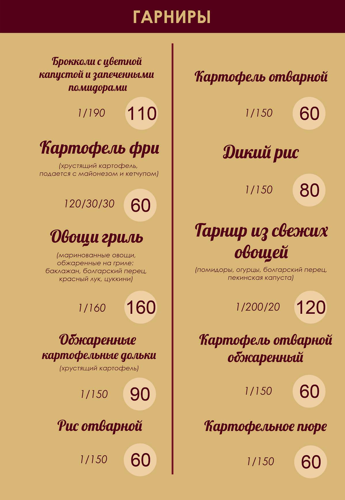 Времена Таймс меню