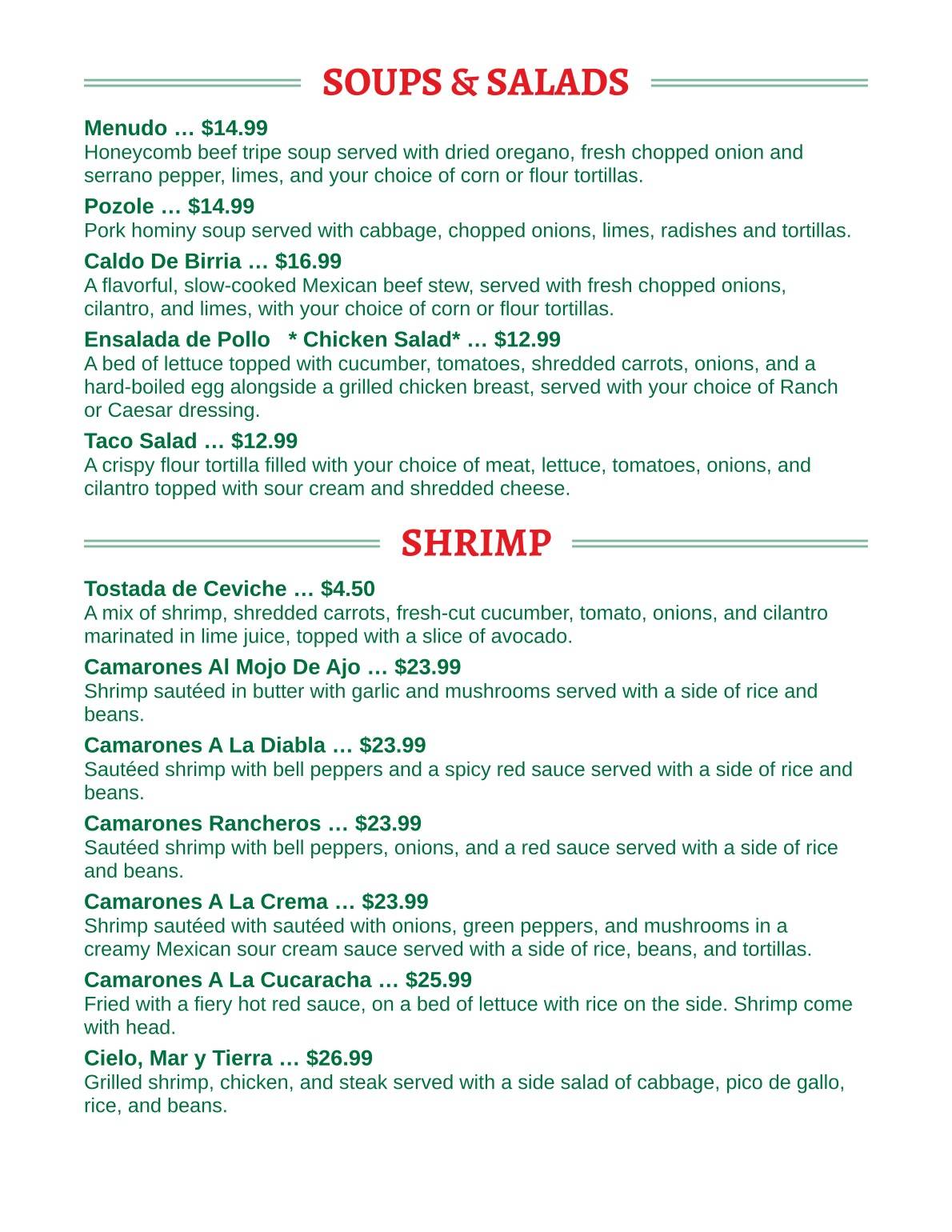 Tecalitlán Mexican Restaurant меню